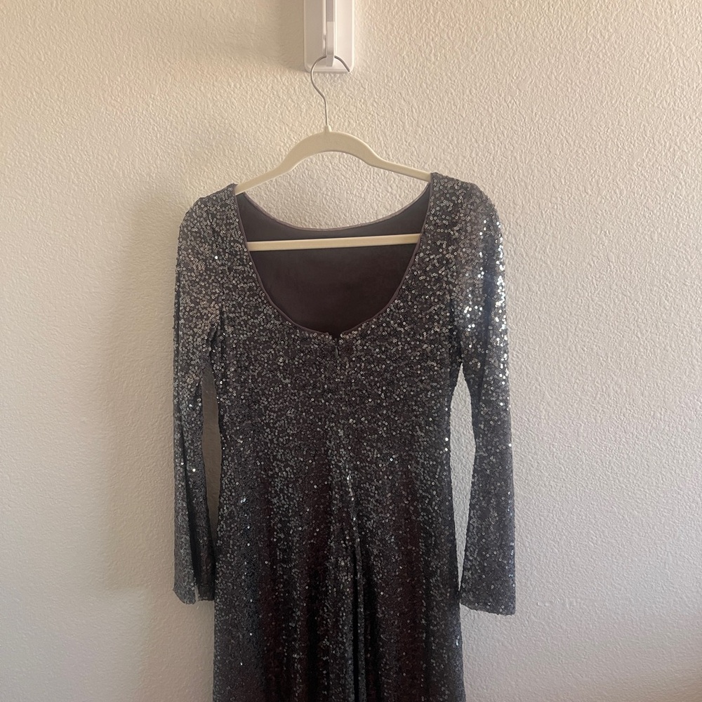 Ralph Lauren Silver Long Sleeve Gown